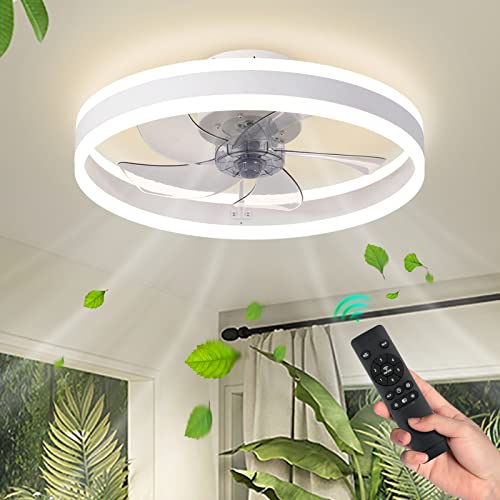 AHAWILL Modern Ceiling Fan with Light,Mute LED Dimmable Ceiling Fans with Remote Control,6 Speeds Reversible 60W Contemporary Ceiling Fan for Bedroom,Study Room,Dining Room,etc.(19.7