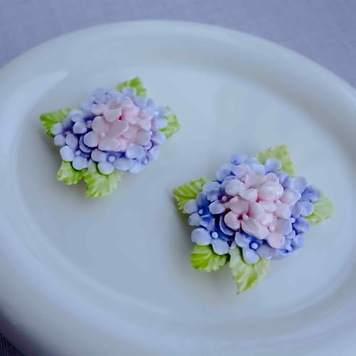 Imán decorativo de cerámica Hydrangea morado 3D miniatura 3