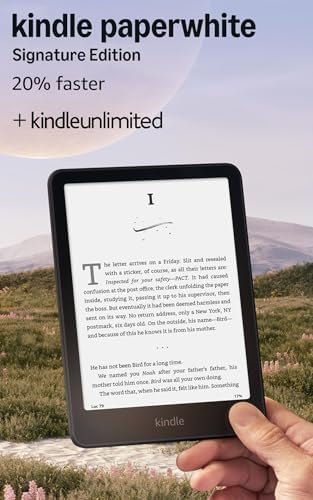 Amazon Kindle Paperwhite Signature Edition 32GB – 20% faster with auto-adjusting front light, wireless charging, and weeks of battery life – Metallic Black + 3 Months Free Kindle Unlimited (with auto-renewal) - 1