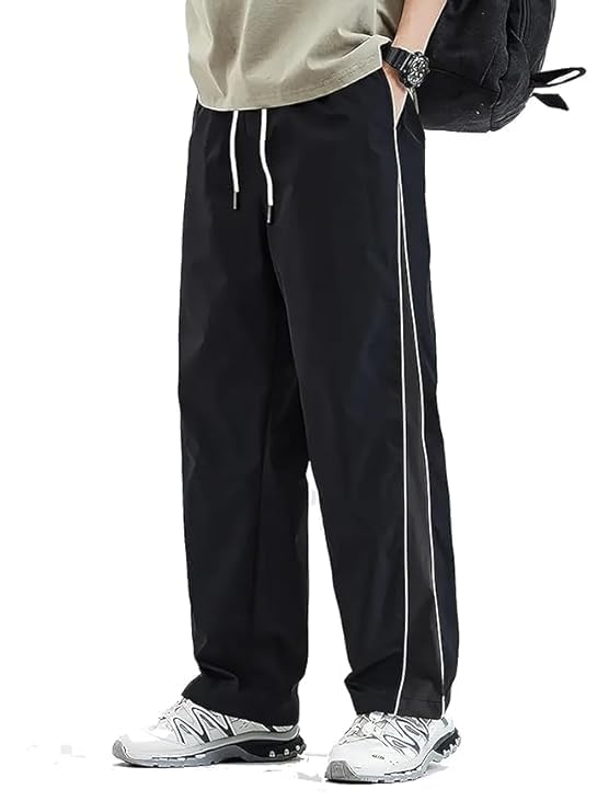 Image of Men's Track Pants Combo Pack of 2 | Loose Fit Sports Joggers with Side Stripe | Elastic Waist with Drawstring | Casual Gym Running Workout Pants