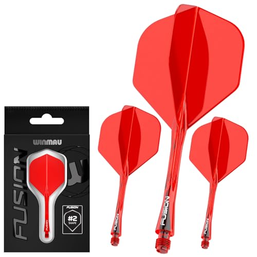 Image of Winmau Fusion No.2 Integrated Flight & Shaft System - Lightweight Replacement Set for Steel & Soft Tip Darts - 90-Degree Wing Design Sizes
