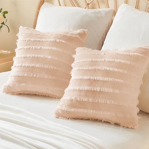 Image of BEDELITE Velvet Pillow Covers with Zipper, Boho-Coral, 18x18 Inches, 2 Pack