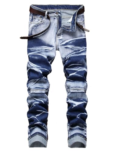 Mens Jeans Slim Fit Straight Leg Stretchy Streetwear Summer Light Wash Skinny Jeans
