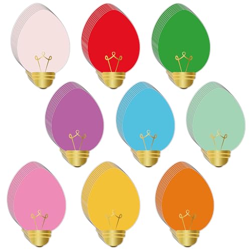 AWEELON 90Pcs Christmas Paper Cutouts Colourful Bulb Cut-Outs 9 Colors Assorted Xmas Bulletin Board Decor for Craft Art School Home Party Favor