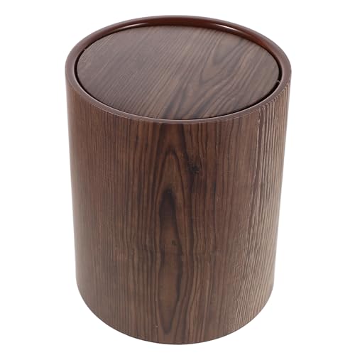 EPIGEIST Cestino Rifiuti Grande Capacità in Plastica PP Effetto Legno Retrò con Coperchio Ribalta Salvaspazio per Cucina Ufficio Bagno e Camera da Letto