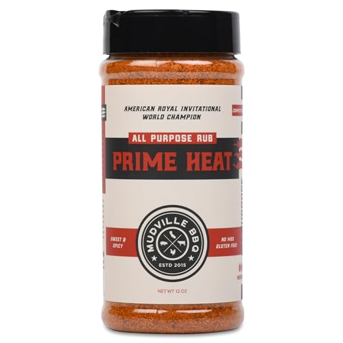 Mudville BBQ Prime Heat All Purpose BBQ Rub Seasoning, World Champion Pitmaster Recipe, 12 oz Shaker Bottle