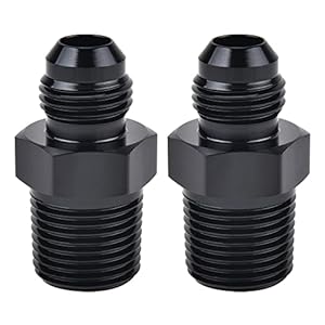 EVIL ENERGY 6AN Male Flare to 3/8″ NPT Pipe Fitting Adapter Aluminum Straight Black 2PCS