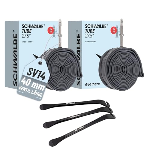 2er Set Schwalbe Schlauch SV21 40mm 27,5 Zoll 40/62-584 inklusive 3 MSZweirad Reifenheber