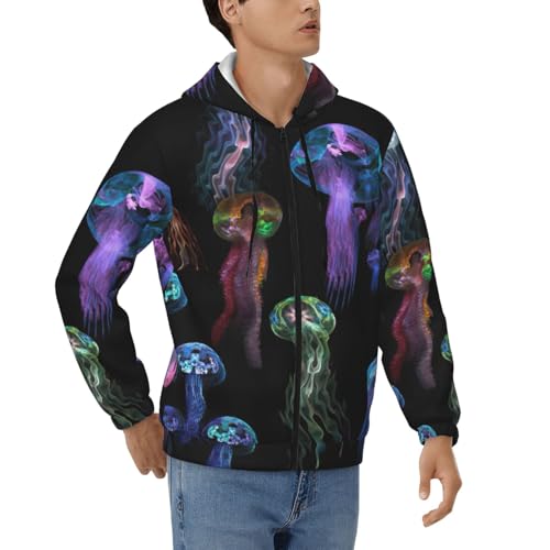 Sweat à capuche zippé en polyester doux imprimé haut de gamme pour homme
