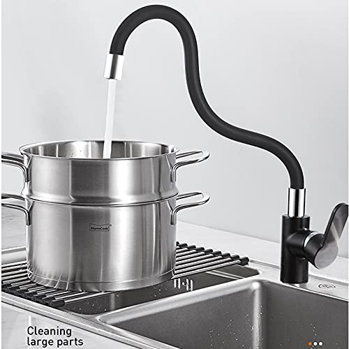 Robinet de cuisine mitigeur noir moderne avec douchette extractible pull down spray