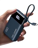 INIU Portable Charger, Small 20000mAh Power Bank with Build in USB-C Cable, 45W Fast Charging Mini Battery Pack, Flight Travel Essentials Phone Charger for College Student Travelers Boys Girls, Blue