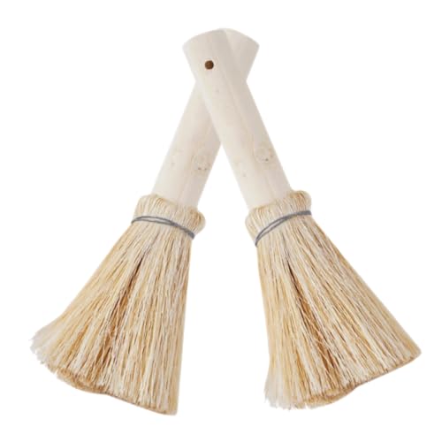 MUELODSIC 2個 椰棕天然洗鍋ブラシ 木製ハンドル付き 鍋 両手鍋用 食器洗いに 傷けずに優しく洗浄 滑りにくい握りやすい設計