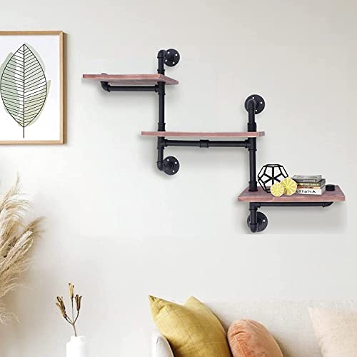 Industrial Pipe Shelving 3 Tiers Rustic Wood Shelf Wall Mounted DIY Storage Shelving Metal Corner Hung Bracket Shelving Floating Shelves Farmhouse Kitchen Bar Shelving, Rustic Brown steampunk buy now online Industrial Pipe Shelving 3 Tiers Rustic Wood Shelf Wall Mounted DIY Storage Shelving Metal Corner Hung Bracket Shelving Floating Shelves Farmhouse Kitchen Bar Shelving, Rustic Brown steampunk buy now online
