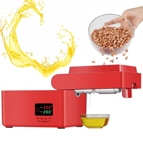 Exprimidor de aceite – Extractor de prensa fría y caliente de acero inoxidable con temperatura ajustable, bajo ruido, fácil de limpiar, alto rendimiento de aceite para nueces y semillas