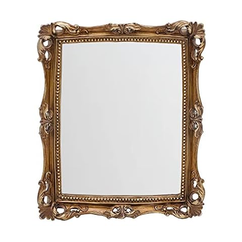 OIGUMR Square Wall Mirror Vintage Mirror Gold Mirror (Vintage Gold, 11x9.4 inch) Cover