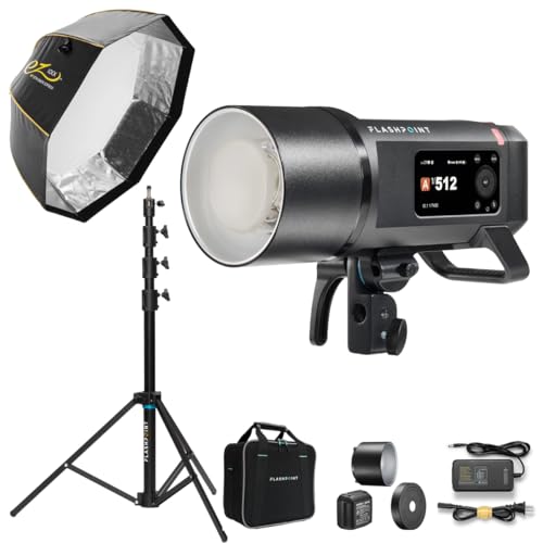Flashpoint XPLOR 600w PRO II TTL R2 2.4GHz Battery-Powered All-in-One Outdoor Flash, Bundle with, 48" EZ Lock XL Softbox with Bowens Mount + 9' Air-Cushion Heavy-Duty AutoStand, Black (1)