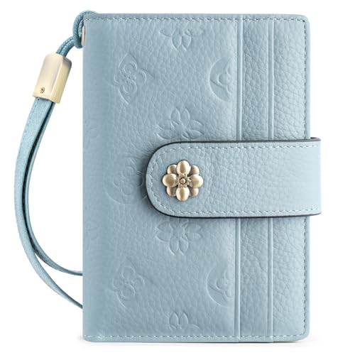 Image of XINNSTAR Small Wallet for Women RFID Blocking Leather Trifold Compact Card Wallets Ladies Wristlet Purse with Zipper Coin Pocket ID Window