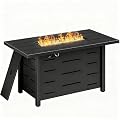 43" Propane Fire Pit, 50,000 BTU Steel Gas Fire Pit Table with Lid for Outside, Steel Lid & Lava Rock, 2 in 1 Fire Table, Adds Warmth to Gatherings & Parties on Patio, Deck, Garden & Backyard, Black