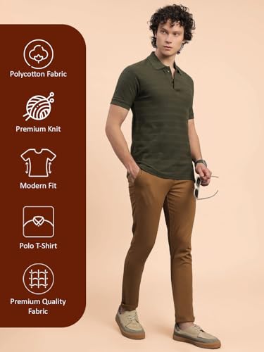 Image of Lux Nitro Men's Self Knitted Premium Cotton Blend Solid Polo T-Shirt | Soft Texture | Classic Collar | Short Sleeve Casual Wear