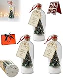 Christmas Tree Message in a Bottle, Recordable Voice Bottle with Nostalgic Snowy Scene Ornament, Playback Cork, Unique Holiday Keepsake & Festive Gift for Family(3Pcs)