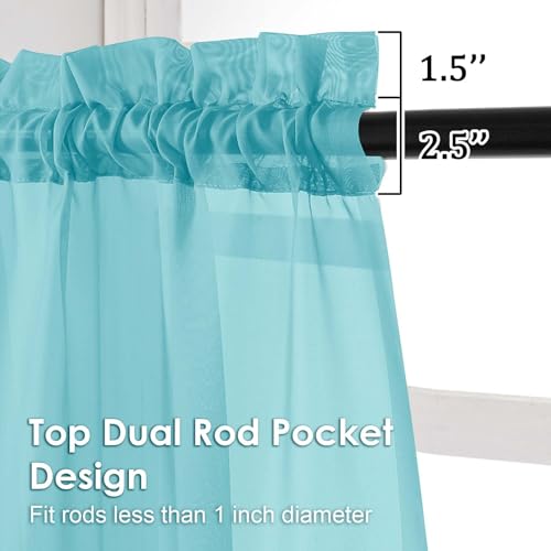 Image of OVZME Sheer Curtains 84 Inches Long 2 Panels Set, Light Filtering Transparent Lightweight Soft Window Treatment Panels for Study Room Living Room Guest Room, Each 42W x 84L Inches, Aqua
