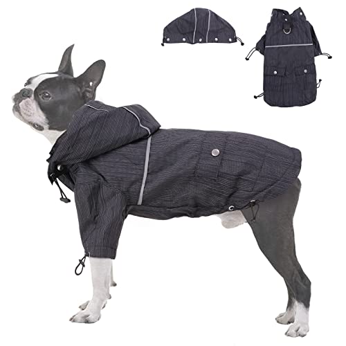 Hunderegenmantel, Wasserdichter Hundemantel Regenjacke Verstellbarer Hunde Regenschutz Hunde-Cape-Regenmantel Haustier-Schneeanzug Sport Winddichter Hundekleidung Outfit-Weste mit D-Ring(Schwarz, XL) Cover