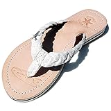 SEESTERN Damen Leder Zehentrenner Zehensandale Zehensteg Sandalen in Größe 36-44/2137 Weiß EUR 41