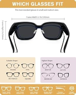 Meeloog Polarized Fit Over Glasses Sunglasses for Women UV Protection, Trendy Square Wrap Around Shades for Driving Riding