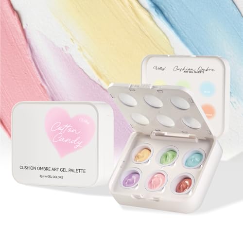 vettsy Cushion Ombre Art Gel Palette -Professional Cream Gradient Polish for Aura Nails & Seamless Transitions - UV/LED Cured Long-Lasting DIY Nail Art Kit (Cotton Candy)