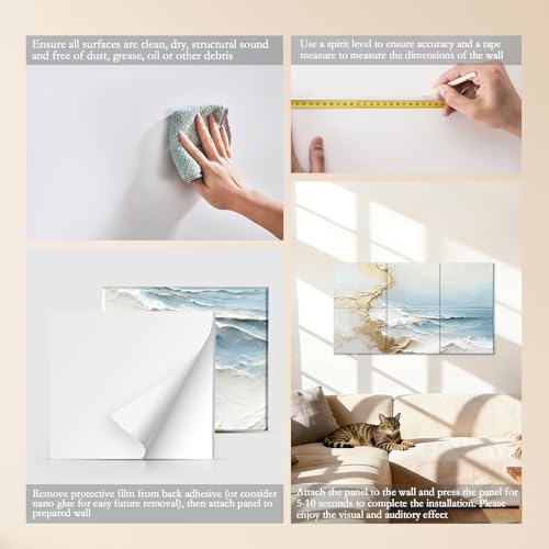 Image of JBER Acoustical Wall Panels 47.2 inch x 27 inch, Art Acoustic Panels, Gilded Surf