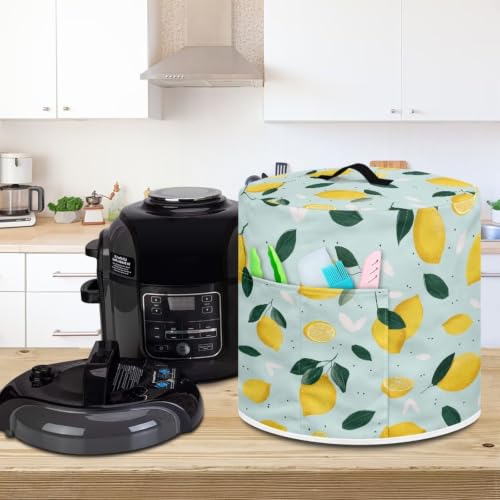 Image of Blue Lemon Print Portable Air fryer Portable Rice Cooker Cover