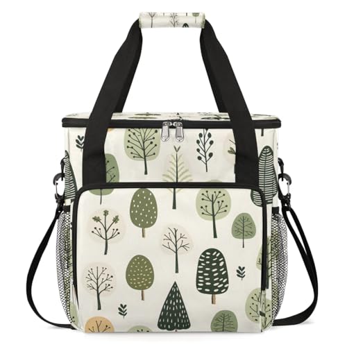 Gublec Cute Trees Print Coffee Maker Carrying Bag Compatible with K-Mini or K-Mini Plus Portable Single Cup Coffee Maker Case with Pockets for K Cup Pods