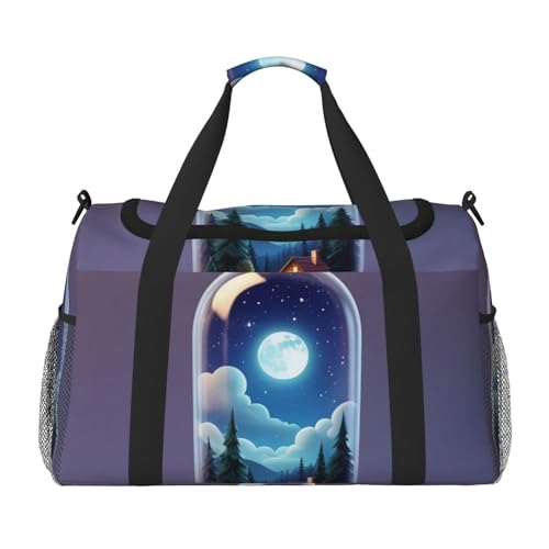 Beautiful bottle of under the night sky Print Travel Duffle Bag - Foldable Personal Item Travel Bag for Women & Men,13x10.2x19.7