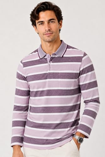 Image of SANE ORIGINALS Full Sleeves Polo T-Shirt for Men with Pocket || Stripe Collar and Pocket T-Shirt for Men Long Sleeves