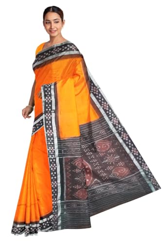 Image of COTTONSILK & KHANDUAPATA Odisha Sambalpuri Handloom Ikat Women Cotton Saree, Odisha Handloom Handmade Pure Cotton Khandua Saree, Ikkat Orissa Traditional Handloom Saree Without Blouse 430
