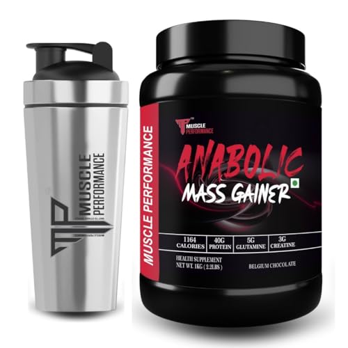 Image of Anabolic Mass Gainer, 1kg, Belgium Chocolate with steel shaker