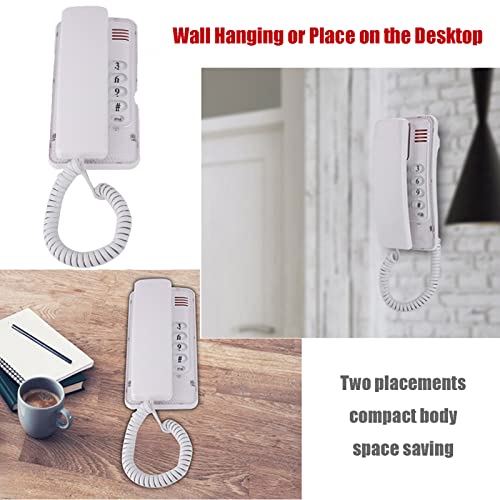 Teléfono de pared retro con funciones básicas blanco miniatura 4