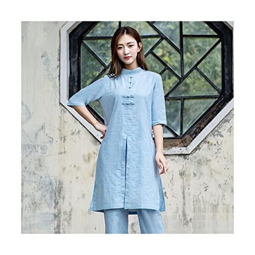 Uniforme de Tai Chi femme en coton et lin fluide pour arts martiaux et méditation