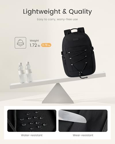 Image of LOVEVOOK College Laptop Backpack with Locking Cup Holder, 15.6 Inch Padded Waterproof Travel Daypack, Personal Item Bag for Work Commute Nurse Teacher