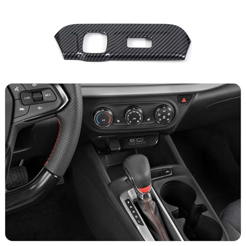 KELEIMAI Car Accessories Fit for Chevrolet TRAX 2024 2025 Interior Front Cigarette Lighter Socket USB Outlet Panel Cover Trim (Carbon Fiber) 1PCS ABS