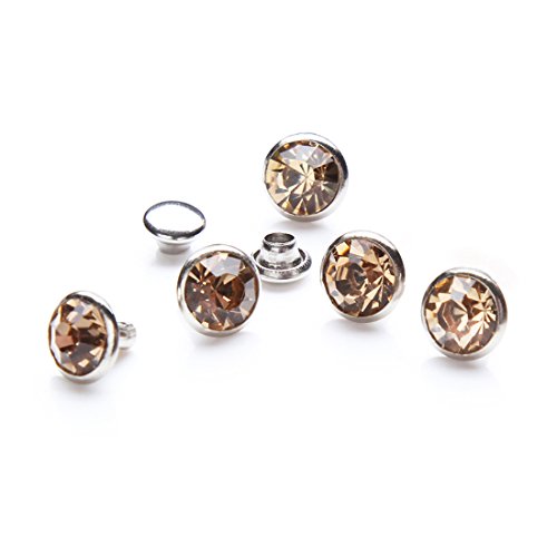 100 Sets Cz Colorful Crystal Rivets Silver Color Spots Studs Double Cap For Diy Leather-Craft (Light Colorado, 8Mm) #TOP1