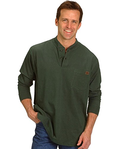 Wrangler RIGGS Workwear Men’s Long Sleeve Henley, Forest Green, X-Large