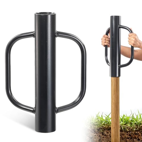 T Post Driver 12 LB Metal Fence Post Driver with Handle 2.7 Inner Diameter Manual Post Pounder Heavy Duty Tpost Driver Hand Post Rammer for U Fence Posts T Posts Wooden Posts 17 Inch Black