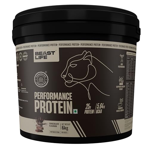 Image of BeastLife Performance Yeast Protein Powder | 25g Protein | Chocolate |NABL Lab Certified | High Absorption for Muscle Growth |Smooth & Light, Easy to Digest with Ultrasorb Tech|5.64g BCAA | Best For Gut | Beta Glucan | Improves Immune Function | 6 Kg
