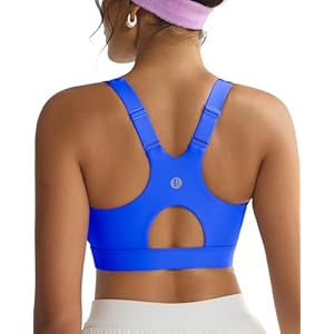 RUNNING GIRL Sports Bra for Women,Adjustable Straps Molded Cup High Impact Sports Bras for Women with Sewn in Pads Sparkle Blue Small