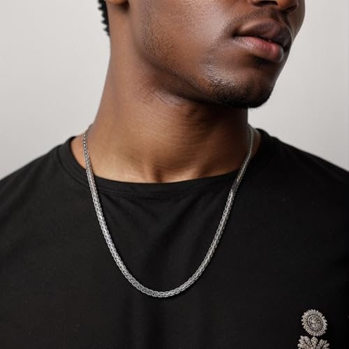 925 sterling silver necklace for men, 4mm thick, rope necklace for men,20 22 24inch With Lobster The hottest silver men's necklace, The best choice for gifts2