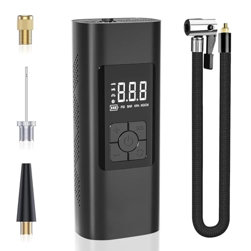 GrJyls Tire Inflator Portable Air Compressor - Air Pump for Car Tires with Tire Pressure Gauge (120 PSI) - Portable Tire Inflator for Car, Tire Pump for Motorcycle, Bicycle and More -  Tire Inflation