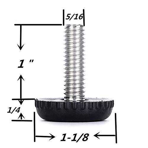 Lenshade 304 Stainless Steel Adjustable Furniture Levelers 5/16Inch Leg Leveler For Table,Chair,Furniture Legs-Set Of 4(Black) #TOP1