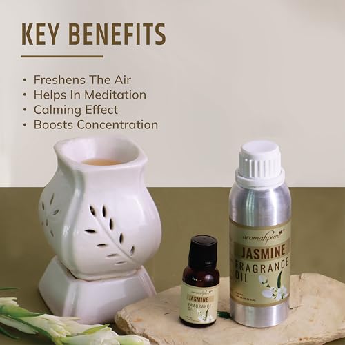Image of Aromahpure Jasmine Aroma Oil | 250ml Undiluted & Natural | Long-Lasting Scent for Aromatherapy, Candle & Soap Making, Diffusers, Room Freshener, Humidifier, Bathroom Revitalizer & Home Essentials