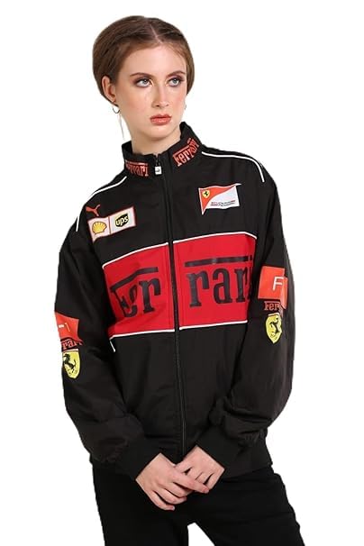 DRIP SPOILERBlack Oversized Women's Jacket F1 Racing Graphic on Parachute Fabric